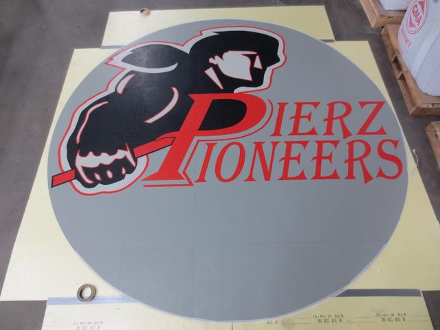 Customized School Logo Waterjet cut from NORA Rubber Floor Tile