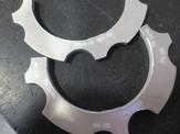 Complete part with etching Two alignment rings lay next to each other