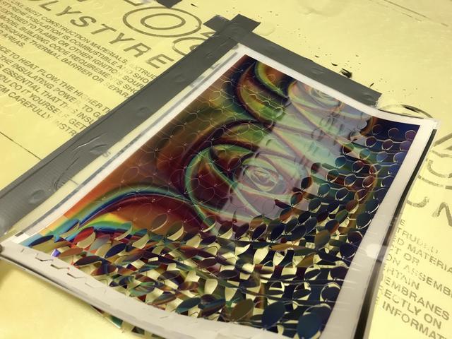 An up-close view of a holographic sheet