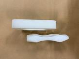Before and after side profiles of the abrasive waterjet and machining processes.