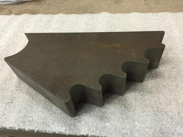 An overhead view of FedTech's load block before waterjetting