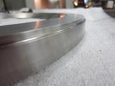 A close up view of the side of a ring flange bearing