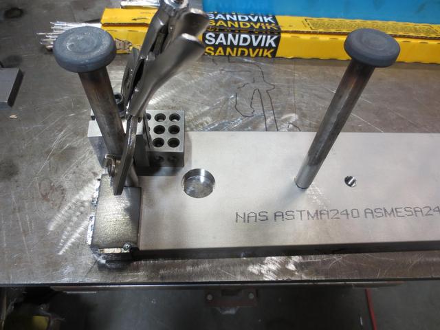 An up-close view of a fabricated embedement bracket in the first steps of creation